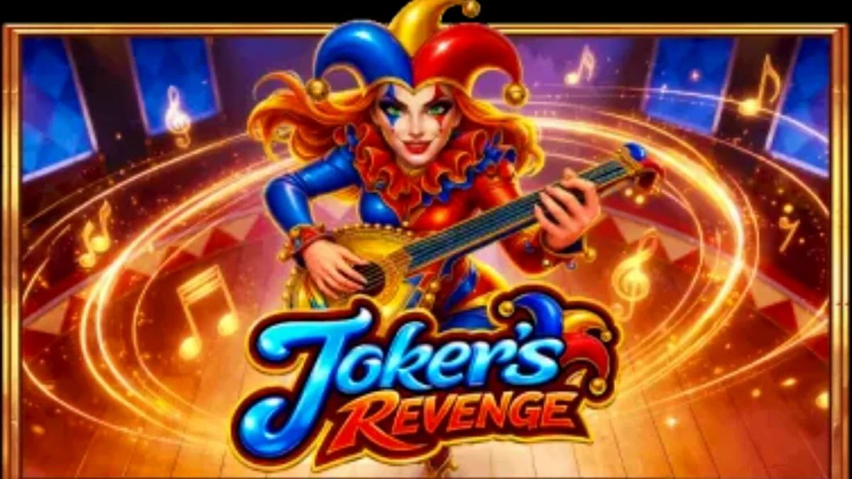 Interface vibrante do slot Joker’s Revenge com elementos temáticos de arlequim