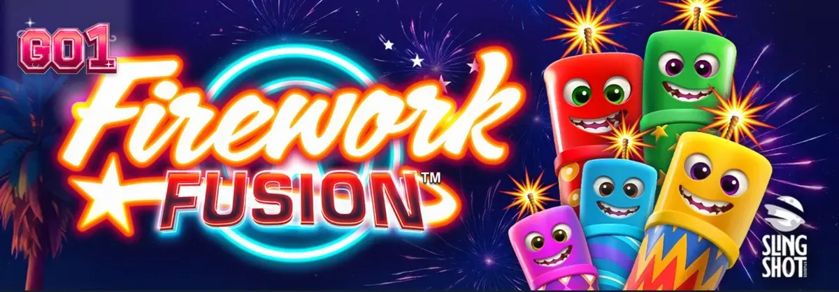 Cena vibrante de carnaval na praia com fogos de artifício no slot Firework Fusion